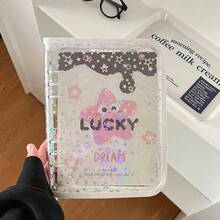 1pc Fashionable Star Printed 6-Ring A5 PVC Zipper Binder Planner, Album For Idol Photo Card & Collection,Back To School,School Supplies