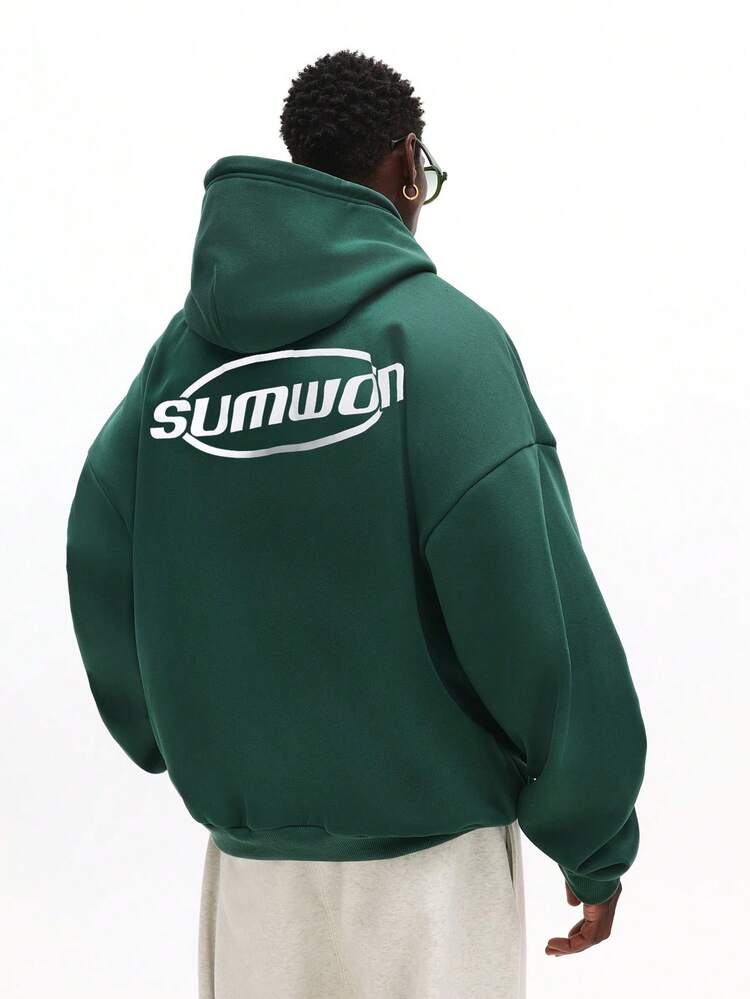 Boxy Fit Pullover Hoodie With Logo