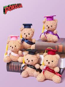 Black Plush Stuffed Teddy Bear Doll Mini Graduation Bear With Graduation Cap Doll Class 2025 Graduation Stuffed Bear Loose Graduation Bear Cap And Congratulatory Belt Are Favorite Decorations For Graduation Gift,Graduation,Plushies,Kids Toys - Multicolor - View 1