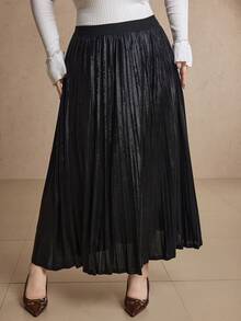 Dazy Plus Váy dài chữ A cạp chun cỡ lớn cho nữ, thích hợp cho tiệc tùng và dạ tiệc - màu đen - Xem 5