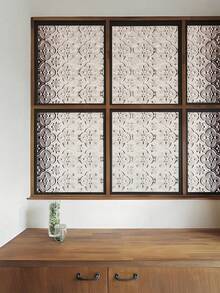 1 Roll Vintage Geometric Pattern Glass Film, Privacy Window Film, Glass Window Sticker, Reusable Non-Adhesive Glass Decoration For Home And Office