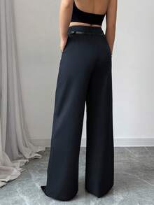 Selianne Quần ống đứng lưng cao màu đỏ tía đơn giản, thoải mái đầu xuân mới, được trang bị thắt lưng cổ điển cùng màu. Phong cách đơn giản, cổ điển và thanh lịch, phù hợp cho cả trang phục thường ngày và công sở. - Xanh đậm - Xem 3