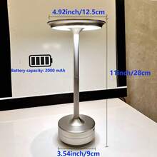 现代可调光触摸灯，3种色温，拉丝金属饰面，便携式无线铝制夜灯，可调节照明，可充电锂离子电池，适用于家居、办公室、酒吧装饰 - 均碼 - 查看 10