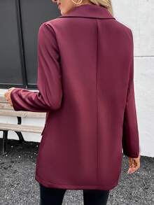SHEIN LUNE 女式纯色简约长袖西装外套，日常穿着 - 中紫紅色 - 查看 2