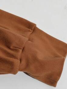 GlowEve Women's Brown Vintage Knit Top Paired With Woven Pleated Midi Skirt, Round Neck Long Sleeve, Metal Button Belt, Elegant Fitted Dress For Commute, Autumn/Winter - Brown - View 5