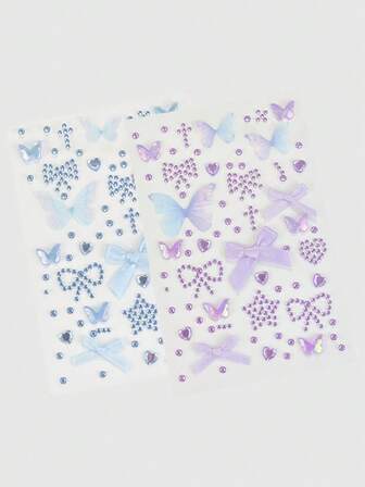 Kawaii 1pc Lace Bow, Heart, Star, Cross, Diamond Glitter & Jewel Decor Sticker