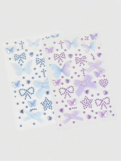 Kawaii 1pc Lace Bow, Heart, Star, Cross, Diamond Glitter & Jewel Decor Sticker