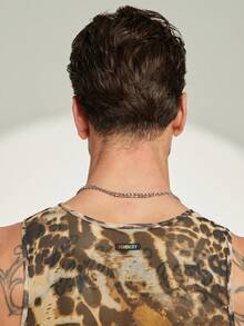 FeverCity Mono sin mangas con cuello redondo y estampado de cabeza de tigre para hombre - Multicolor - Ver 6