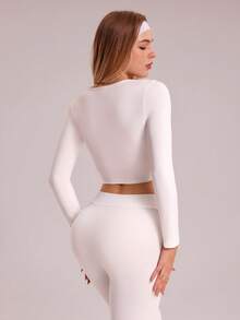 Sovereign Charm Áo thun thể thao tập yoga ngoài trời phong cách tennis thông thường - trắng - Xem 2