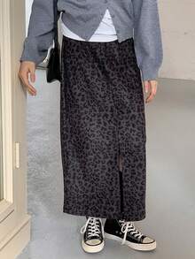 Dazy Kids 少女休闲豹纹开衩裙