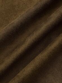 Sweetra Váy ngắn lông xù màu nâu cỡ lớn xếp ly bất đối xứng trang trí khóa kéo phía sau bằng da lộn, phong cách tối giản đi làm, mùa thu/đông - Màu Khaki - Xem 8