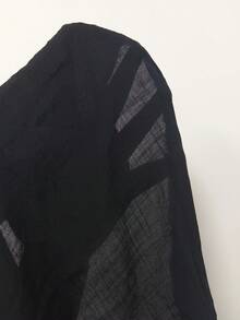 Swim Vcay 女式夏季海滩度假纯色蕾丝拼布荷叶边下摆系带吊带罩衫连衣裙 - 黑色 - 查看 7