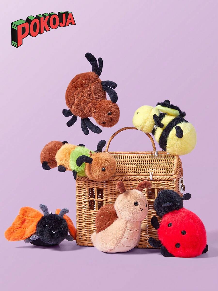 POKOJA LAND Simulated Insect Series Plush Toys- Spiders, Caterpillars, Bees, Snails, Ladybirds And Moths Key Chain Backpack Miniature Pendant