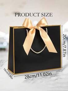 1/5pcs-Landscape-Style Kraft Paper Gift Bags, Shopping Bags, Packaging Bags With Handles, Bow-Decorated Handbags, Trick Or Treat, Halloween, White Large-Capacity Paper Bags, Halloween, Thanksgiving, Christmas, New Year, Wedding, Birthday Gift Packaging Bags - Multicolor - View 4