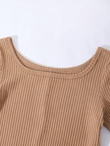 SHEIN 2件套 少女休闲基础款运动街头风罗纹磨毛高领长袖连体裤 - 彩色 - 查看 8