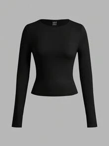 SHEIN EZwear 3 件套女士休闲宽领紧身长袖 T 恤套装，秋冬 - 彩色 - 查看 6