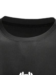 Acti Log Áo thun thể thao tay ngắn in họa tiết đơn giản dành cho nam, áo bó sát, áo tập luyện, áo thể dục, áo nén dành cho nam. - màu đen - Xem 6