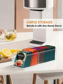 1-Piece Tea Bag Storage Box, Tea Bag Storage Box, Transparent Storage Rack, Tea Bag Storage Box, Sugar Bag, Coffee Bag, Spice Bag, Multi-Functional Plastic Storage Box, 2-Compartment Desktop Storage Box, Cabinet, Countertop, Food Storage Room Storage Box - Clear - View 7