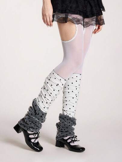 Kawaii 1 pièce Bas transparents blancs à pois à la mode, collants/leggings d'été fins pour femmes