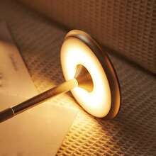 现代可调光触摸灯，3种色温，拉丝金属饰面，便携式无线铝制夜灯，可调节照明，可充电锂离子电池，适用于家居、办公室、酒吧装饰 - 均碼 - 查看 9