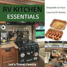 50/100 件，一次性空气炸锅内胆，适用于双空气炸锅，空气炸锅配件，防油，防水，烘焙用羊皮纸 | 矩形 | （8.6 英寸 - 棕色）