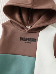 Cozy Pixies Baby Boy Letter Pattern Contrast Color Patchwork Soft Knit Sweatshirt - Brown - View 5