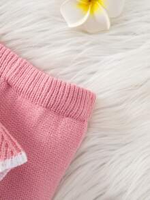 SHEIN Bộ 2 món áo len tay raglan phối ren hồng dễ thương cho bé gái sơ sinh, mềm mại và thoải mái, thích hợp mặc hàng ngày, đi chơi, du lịch, nghỉ mát, ở nhà, nhà trẻ, mùa thu/đông, giáng sinh, đi học, tiệc tùng, đa năng - Hồng - Xem 12