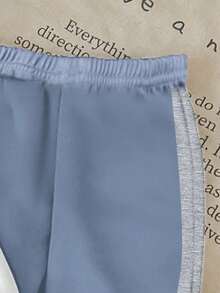 SHEIN 2 件套男婴彩色块字母印花圆领长袖上衣和裤子休闲装 - 彩色 - 查看 6