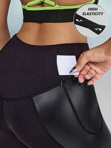 Innovista Stylish, High-Elastic, Shimmering High-Waisted Yoga Pants, Suitable For Gym Wear, Leisure, And Evening Outings. Made With High-Quality, Soft Fabric, These Shaping, Elastic, And Comfortable Pants Offer Excellent Fit And Functionality, Ideal For Equestrian Sports. These Multi-Functional Sports Leggings Are Versatile And Suitable For Various Occasions Fall New Style Women Glossy Finish, Equestrian Chic, Utilitarian Chic - Black - View 3