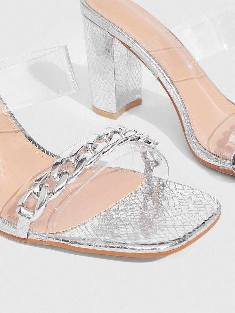 CUCCOO SZL Transparent Strap Thick Heel Women's High Heel Sandals