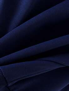 Young Girls Navy Blue Plaid Collar Long Sleeve Embroidered Horse Polo Shirt Top Paired With Pleated Skirt Set, Spring/Autumn, Collegiate Style Children Fashion 2 Pieces Outfit