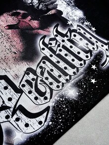 PAVTROS Áo thun tay dài in họa tiết thường ngày cỡ lớn dành cho nam, áo thun nam phong cách Gothic, áo crop top họa tiết, rộng thùng thình, họa tiết, bạn bè, thay thế, bạn bè, thời trang đường phố, dành cho nam, chạy bộ, nam cỡ lớn, ngoại cỡ - màu đen - Xem 7