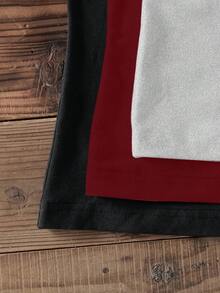 SHEIN EZwear 3 件套女式图案印花圆领休闲修身长袖 T 恤套装，秋冬 - 彩色 - 查看 5