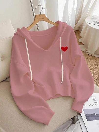 GlowEve Women's Casual Heart Print Sweatshirt, Autumn/Winter