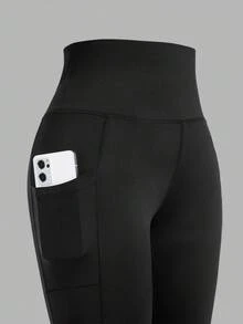 SHEIN Girlism 2pcs/Set Tween Girl Stretchy Casual Minimalist Versatile Comfortable Phone Pocket Leggings, Multi-Pack, School, Campus, College