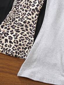 4pcs Girls Leopard Print Knit Leggings, Comfortable & Warm - Multicolor - View 5