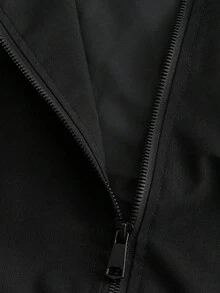 EASEVO Plus Size Men's Contrast Color Patchwork Long Sleeve Jacket - Black and White - View 7