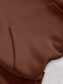 INAWLY Women's Heart Slogan Graphic Print Regular Fit Long Sleeve Sweatshirt - Coffee Brown - View 4