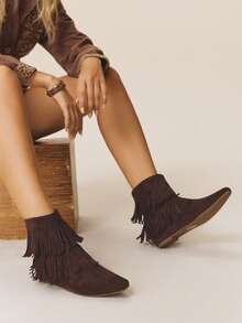 Styleloop Women's Y2K Punk Rock Biker Chic Boots, Suitable For Halloween, Christmas, Party Outfits - Coffee Brown - View 3