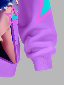 SHEIN Explorewe 2pcs/Set KPOP Graphic Print Top, Young Girl Round Neck Sweatshirt And Leggings Set, Fashionable Casual, Suitable For Autumn/Winter