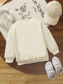 Sudadera de cuello redondo de manga larga con lindo estampado de Papá Noel para niños pequeños