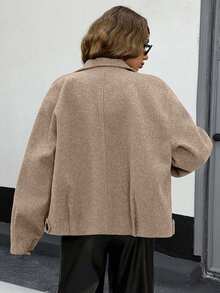 Buttom Detlied Overcoat, Business Wear - Rust Brown - View 2