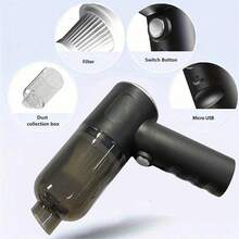 1 件车载家用吸尘器，便携式大功率无绳干湿两用吸尘器，迷你无线手持式家用除尘器，适用于家庭和汽车，吸力强劲，可充电