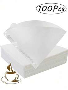 50/100Pcs Coffee Filters, Cone Shaped Paper Filters Easy To Use Upgraded Design Size V02, V-Shaped Hand Brewed Coffee Filter Paper Filter Cup Uses Filter Paper Hand Brewed Coffee Filter Paper, Compatible With Pour Over Drippers Back To School - White - View 15
