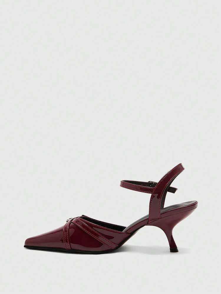 CUCCOO BIZCHIC Women's Pointed Toe Wine Glass Heel Ankle Strap Sexy Minimalist Comfortable Commute Office Versatile High Heel Pumps