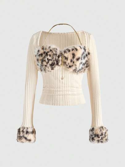 J-Fashion Y2K Harajuku Chic Leopard Print Frayed Zip-Up Fitted Crop Top For Women