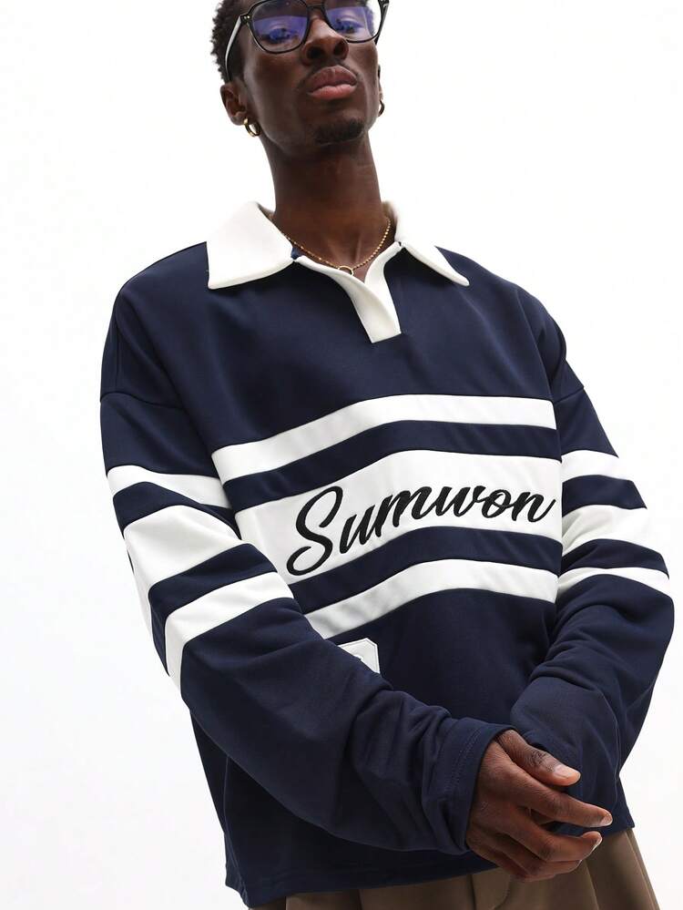 Long Sleeve Rugby Polo With Stripes