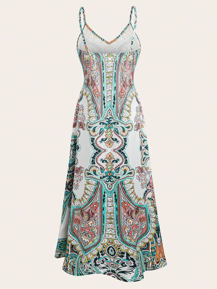 Robe longue d'été à imprimé tout-sur-tout pour vacances à la plage - Multicolore - Voir 2