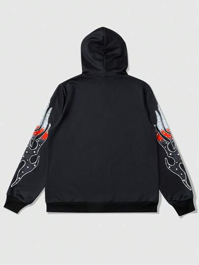 Men's Casual Long Sleeve Creative Portrait Graphic Hoodie, Fashionable Streetwear