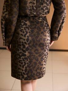 MOTF PREMIUM LEOPARD PRINT SIDE SLIT SKIRT, AUTUMN/WINTER - Mocha Brown - View 4